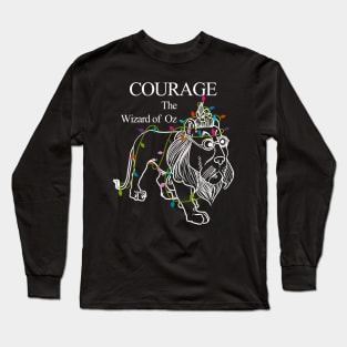 The Wizard of Oz Cowardly King Lion Courage Merry Christmas Long Sleeve T-Shirt